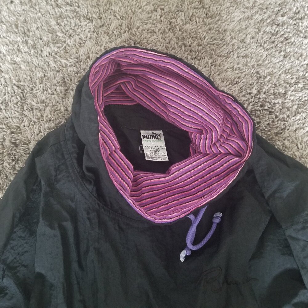 Excellent Condition Vintage Puma Windbreaker, Size L/XL/XXL, Black/Pink/Purple